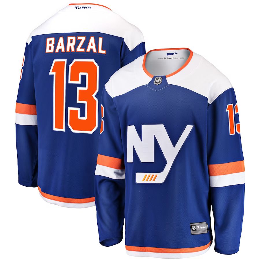 Men New York Islanders 13 Mathew Barzal Fanatics Branded Blue Alternate Breakaway NHL Jersey